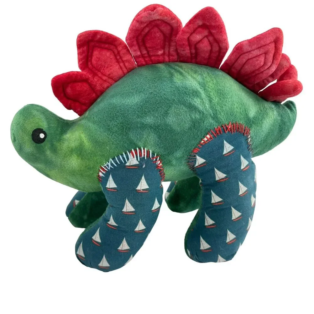 Handmade Hand Woven, Hand Dyed Two Dinosaurs Stuffed Animal Plush Toy Kids Room